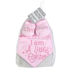 HBB262-P: Pink Bib, Hat & Bootee Set